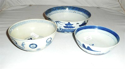 Lot 25 - Three Chinese blue and white bowls