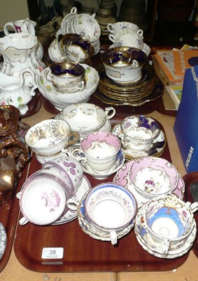 Lot 38 - Coalport tea wares, an Aynsley blue and gilt desert service etc on two trays