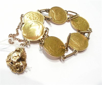 Lot 53 - A gold coin bracelet, 45g approximate weight