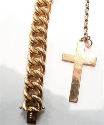 Lot 68 - A 9ct gold cross on chain and a bracelet