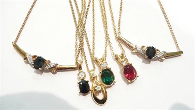 Lot 82 - Sapphire and diamond necklaces, costume jewellery etc