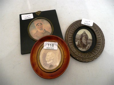 Lot 118 - Watercolour miniature portrait of a lady and two frames