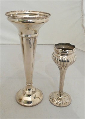 Lot 124 - A silver hall marked loaded specimen vase, another smaller (2)