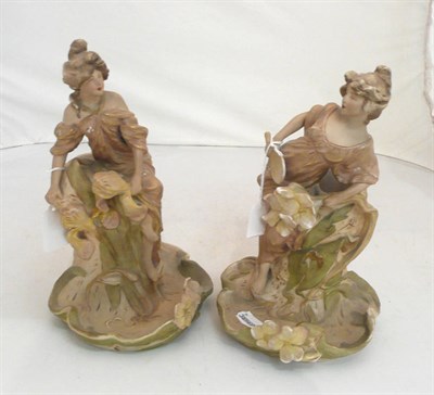 Lot 151 - A pair of Royal Dux Art Nouveau figural groups