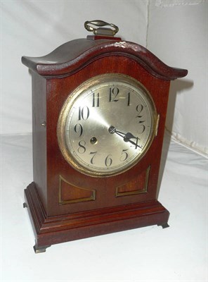 Lot 152 - A mahogany cased two train mantel clock with circular silvered dial and Arabic numerals