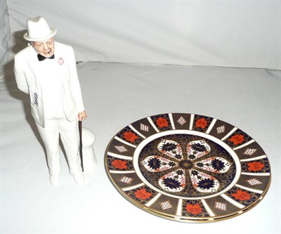 Lot 167 - A Royal Doulton figure of Sir Winston Churchill and two Royal Crown Derby Imari plates (3)