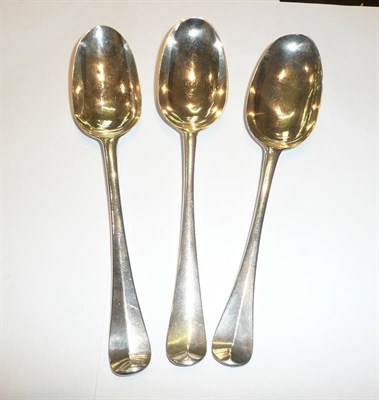 Lot 189 - Three rattail tablespoons, London 1712, 1727, Dublin 1769