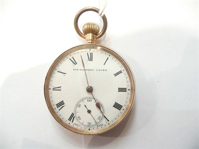 Lot 203 - An open faced pocket watch, case stamped '9c'