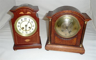 Lot 227 - Two striking mantel clocks and a wall clock