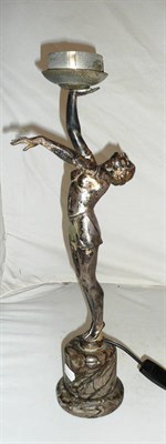 Lot 230 - Art Deco 'silvered' figural table lamp