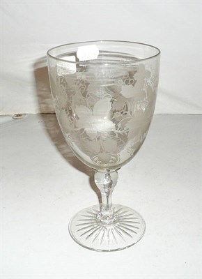 Lot 243 - A Large Goblet, mid 19th century, engraved with initials within an ivy cartouche on a ground of...