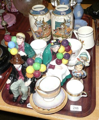 Lot 246 - Quantity of assorted china, Wedgewood Jasper ware and three Doulton china figures