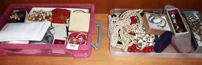 Lot 262 - A quantity of costume jewellery in two boxes