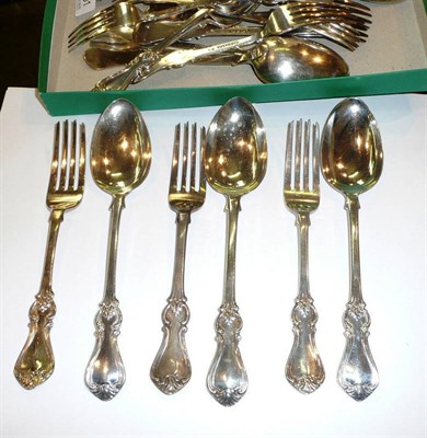 Lot 301 - Silver flatware, twelve tablespoons, twelve table forks