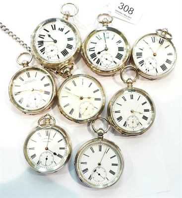 Lot 308 - Four pocket watches stamped 935, three pocket watches stamped 925 and a pocket watch stamped...