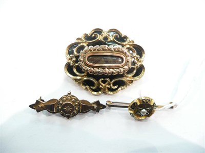 Lot 323 - 19th century pinch back brooch and two 9ct gold brooches