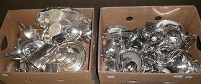 Lot 331 - Two boxes of assorted plated tea wares etc