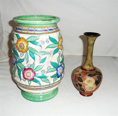 Lot 334 - A Charlotte Rhead vase (drilled) and a Doulton Slaters vase (2)