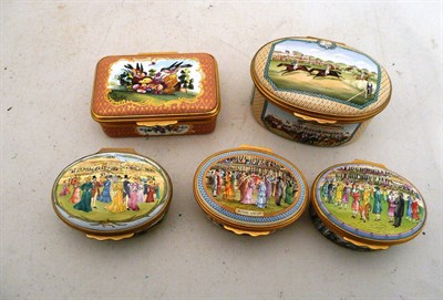 Lot 356 - Five assorted Halcyon Days enamel boxes