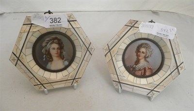 Lot 382 - A pair of 19th century miniatures of young ladies on ivory