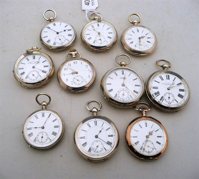 Lot 409 - Three pocket watches stamped 0.800, three pocket watches stamped 935, two pocket watches...