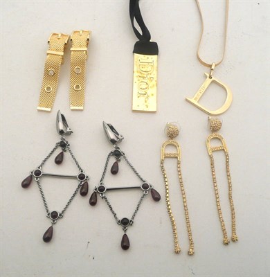 Lot 410 - Two necklaces and three pairs of earrings by Christian Dior