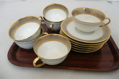 Lot 436 - A set of six cups and saucers 'Bernard Aud Limoges, France - Asprey Bond Street' and box