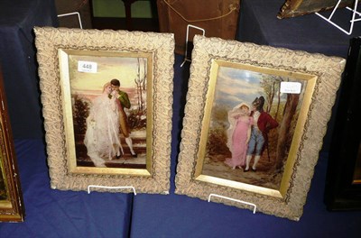 Lot 448 - Pair gilt framed chrystoleums depicting courting couples