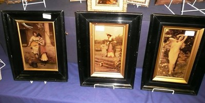 Lot 449 - Three chrystoleums of maidens in ebonised frames