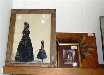 Lot 465 - A silhouette, an oil on a burwood panel and a small framed watercolour