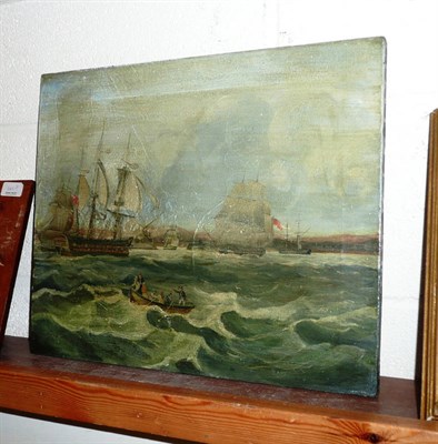 Lot 466 - A naive marine oil painting