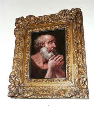 Lot 481 - Oil on panel possibly St Peter in gilt frame