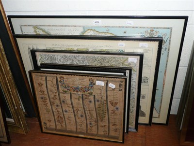 Lot 489 - Eight framed maps including The North, West and East Riding of Yorkshire