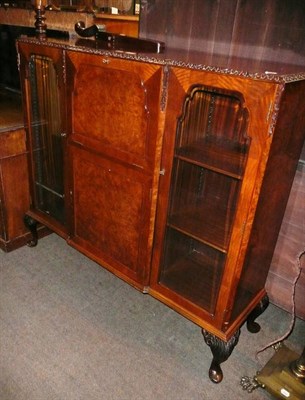 Lot 522 - Walnut bureau China cabinet