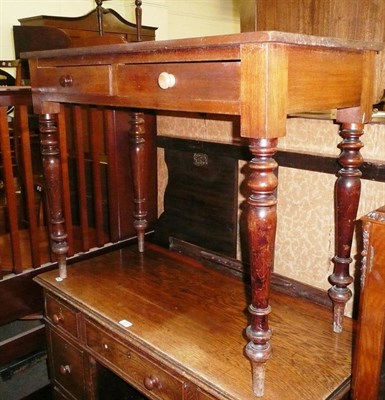 Lot 524 - 19th century mahogany two drawer side table and a reproduction revolving bookcase