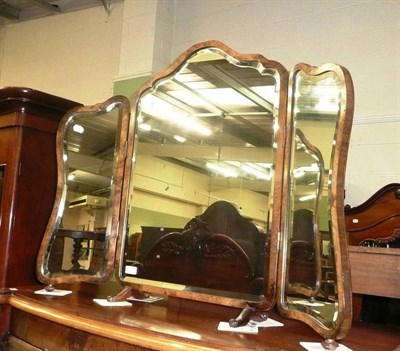 Lot 529 - An early 20th century walnut folding toilet mirror