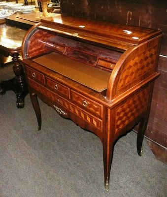 Lot 566 - Parquetry cylinder bureau