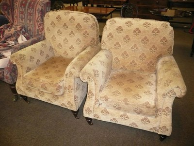 Lot 573 - A pair of modern upholstered easy chairs