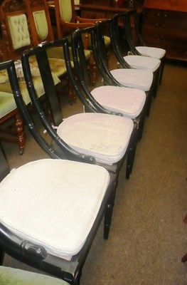 Lot 578 - Six bamboo effect dining chairs with Bergere bases painted in black