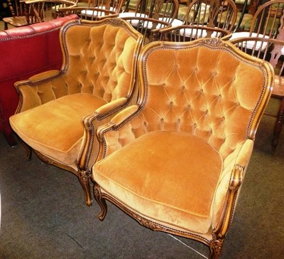 Lot 582 - Pair of French style upholstered chairs