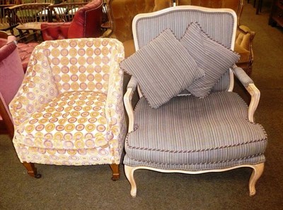 Lot 583 - Modern upholstered elbow chair and an early 20th century upholstered chair (2)