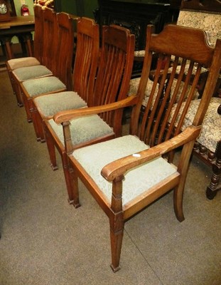 Lot 593 - Composite set of nine oak dining chairs