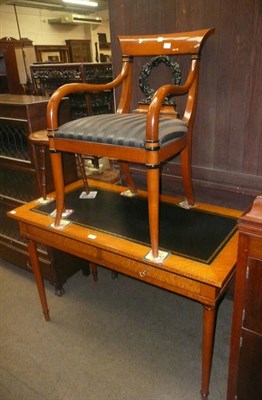 Lot 608 - A French empire style modern desk and similar armchair