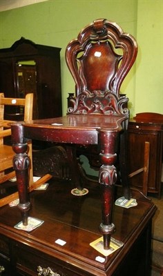 Lot 611 - Pair of Victorian mahogany hall chairs