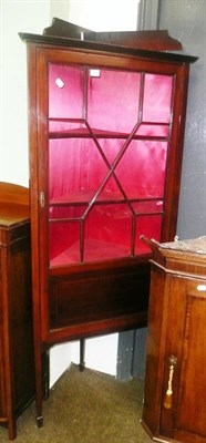 Lot 617 - Mahogany inlaid glazed corner cabinet