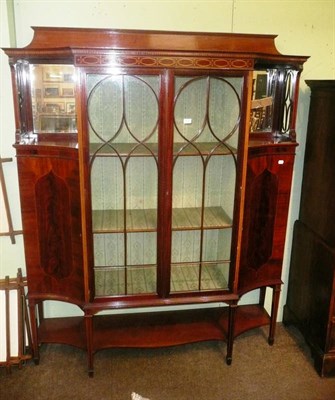 Lot 634 - An Edwardian inlaid mahogany display cabinet with double astragal glazed doors