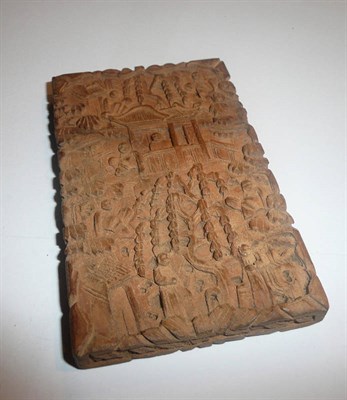 Lot 24 - A Chinese carved wooden card case