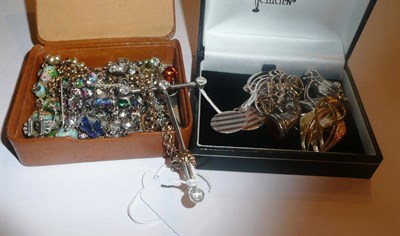 Lot 33 - A Rennie Mackintosh-style brooch, a silver horse motif seal, a pair of cuff-links, brooches and...