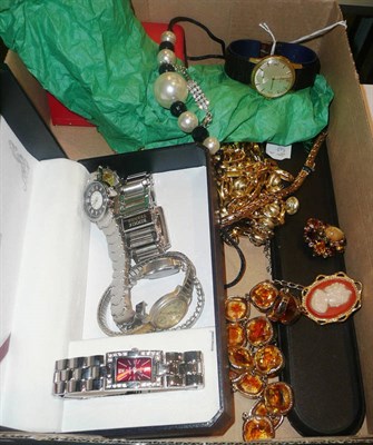 Lot 42 - Assorted wristwatches and costume jewellery including an Omega watch