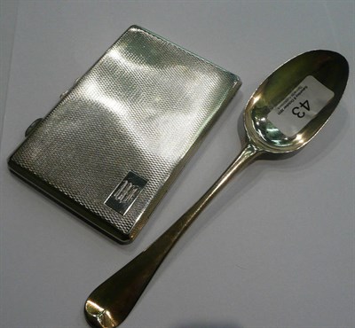 Lot 43 - A silver cigarette case and a Georgian silver spoon